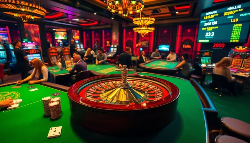 Experience thrilling gameplay at https://go8.uk.net/, featuring vibrant casino tables, dynamic roulette wheels, and excited players.